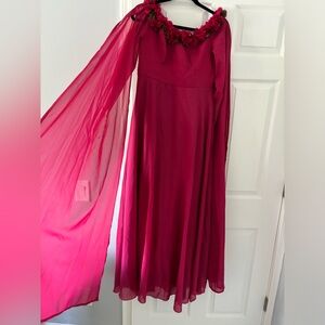 Pink flower long dress